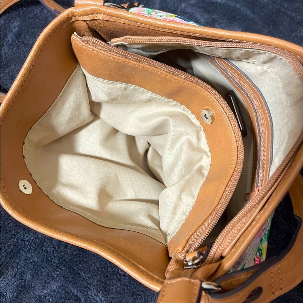 Rosetti Leather Handbag, Spring Flowers Crossbody, Large Floral Purse Co… - Picture 5 of 8